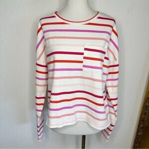 NWT Banana Republic Boxy Stripe Long Sleeve in Ivory White Stripe Size Medium